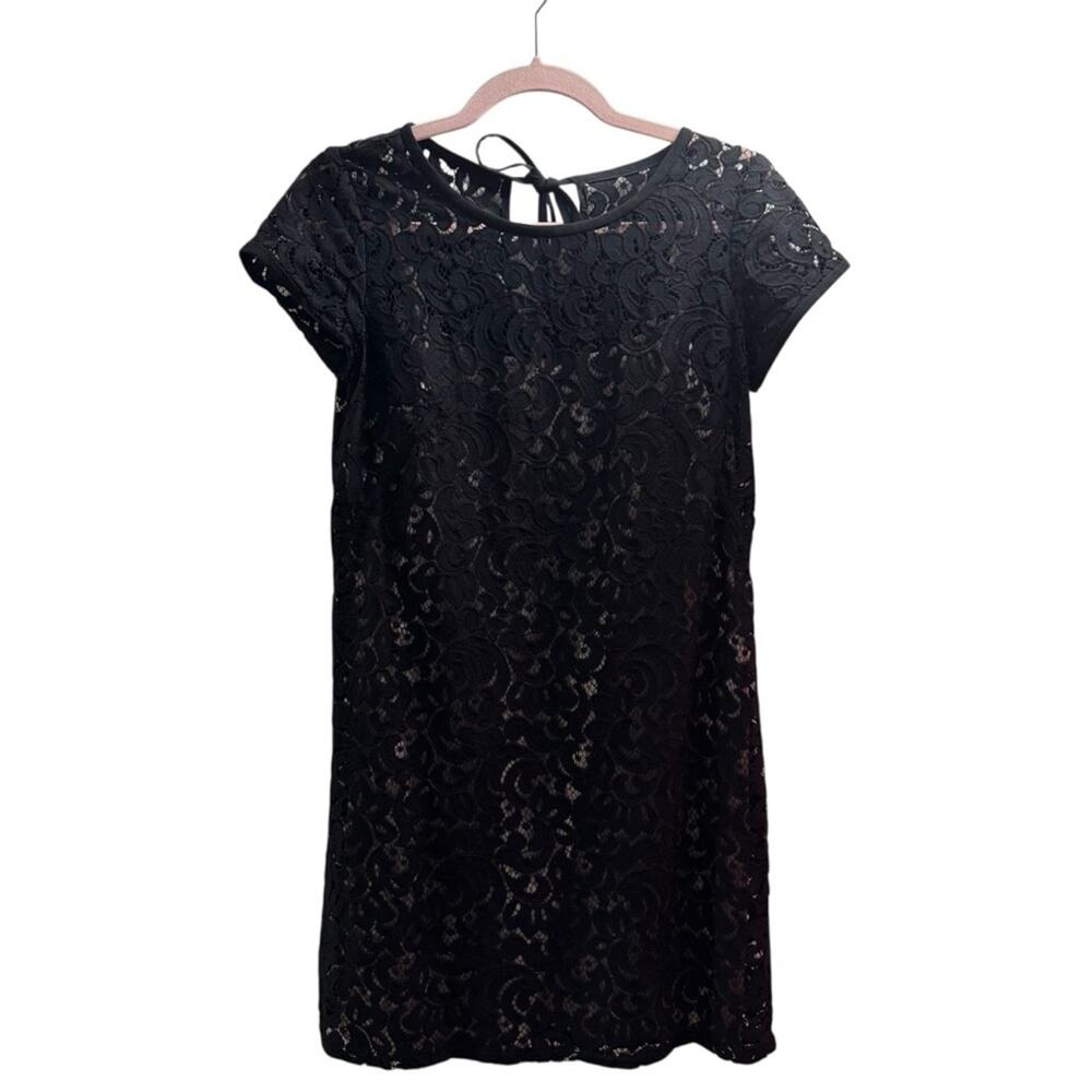 Ann Taylor LOFT Petite Black Lace Shift Dress